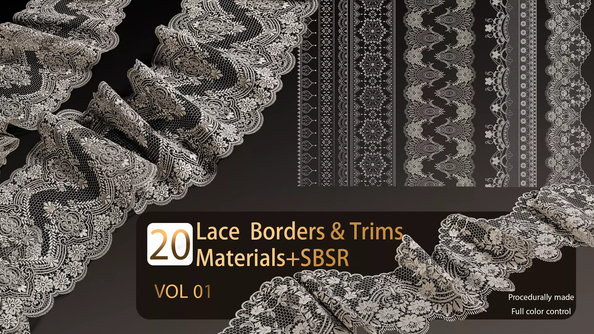 20 Lace Borders and Trims Materials SBSAR-VOL01 Texture_0