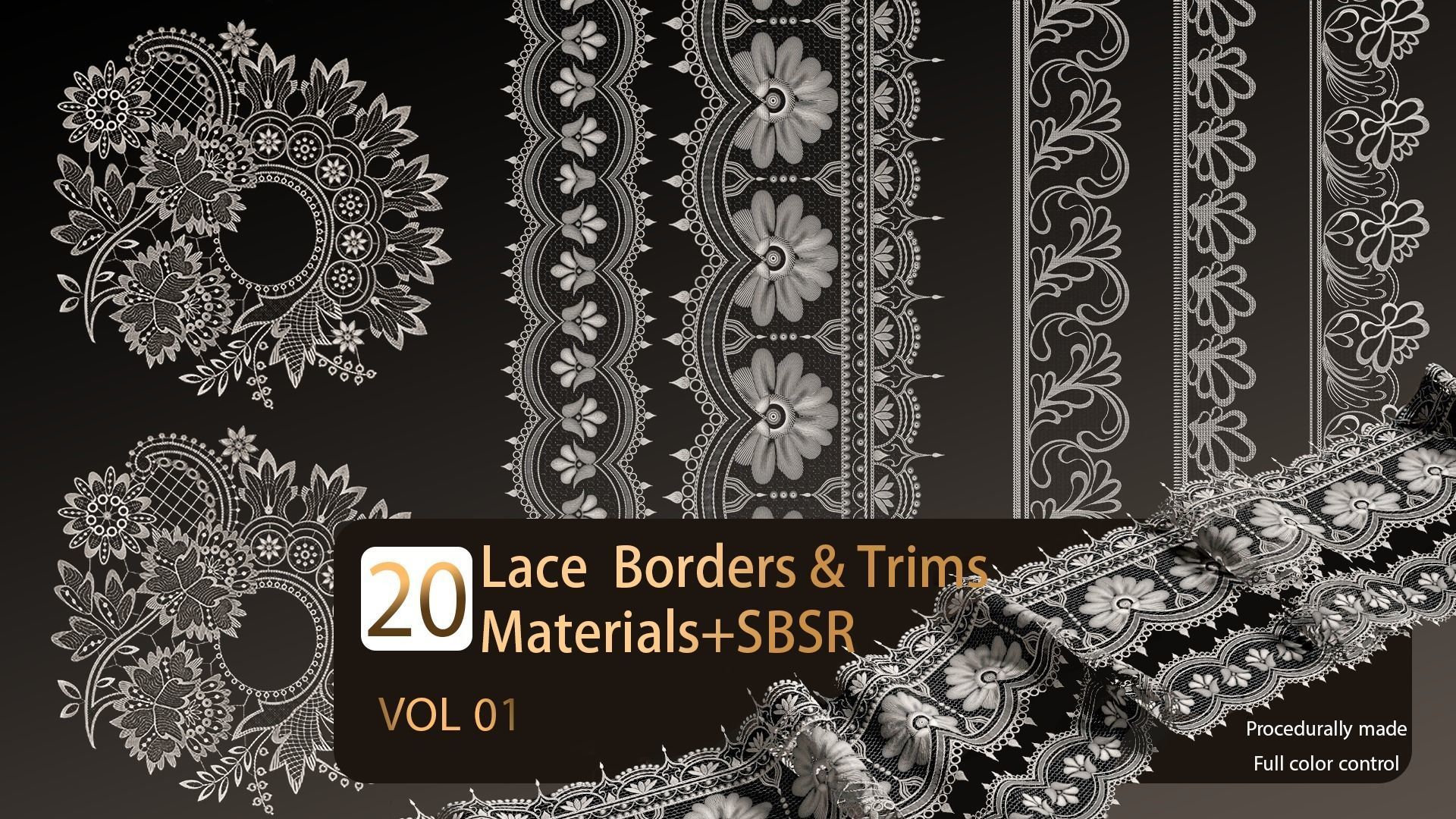20 Lace Borders and Trims Materials SBSAR-VOL01 Texture_3