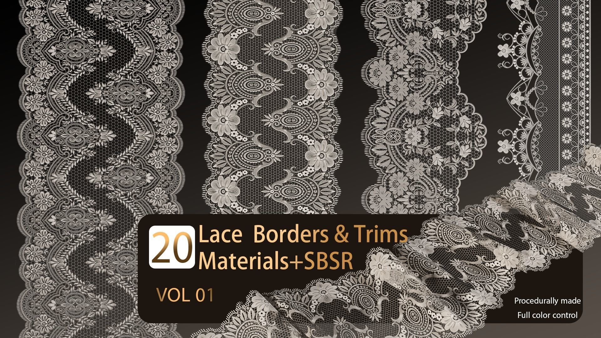 20 Lace Borders and Trims Materials SBSAR-VOL01 Texture_1