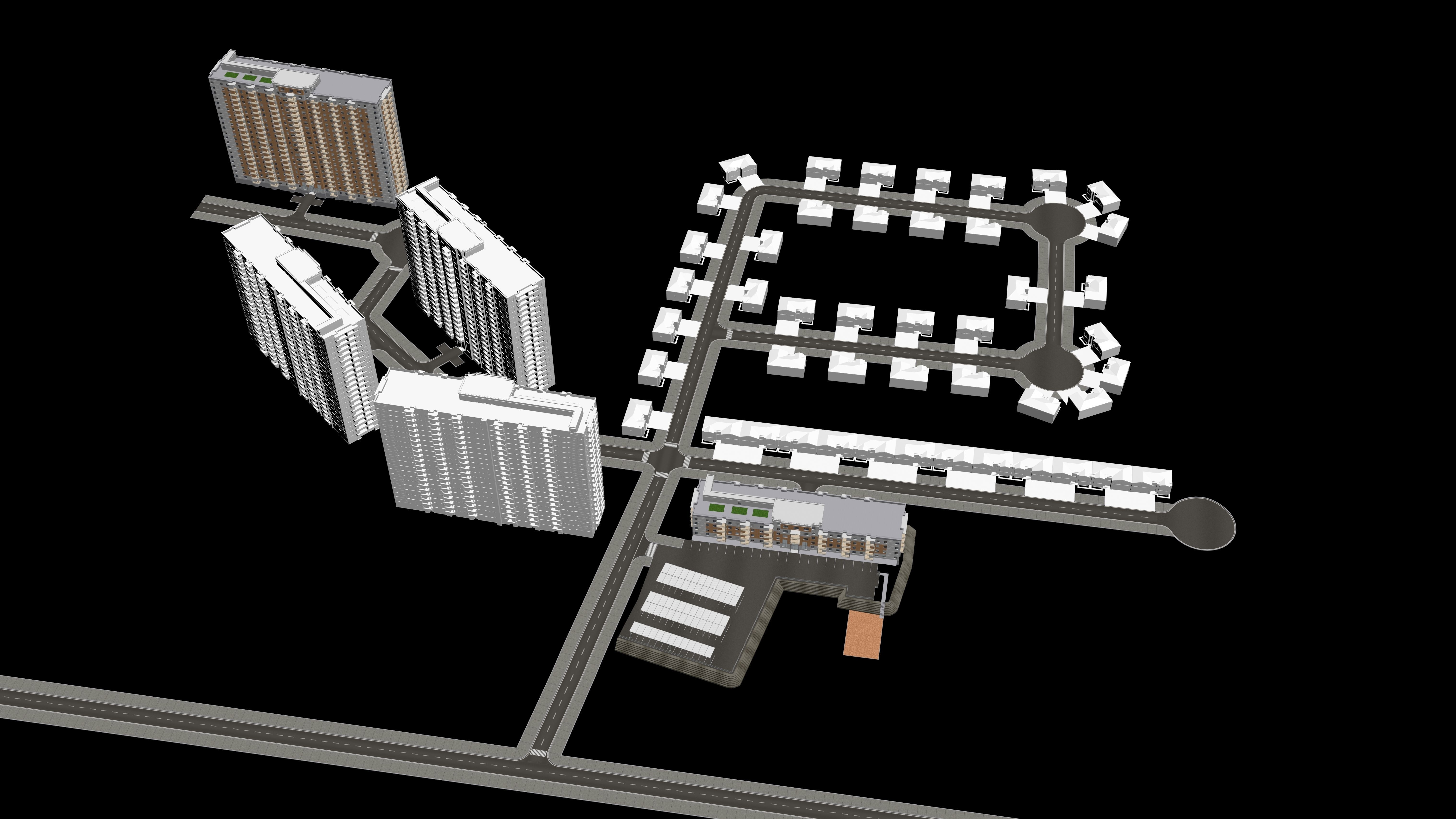 Condominium residential area near sea 3D model_3