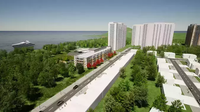 Condominium residential area near sea