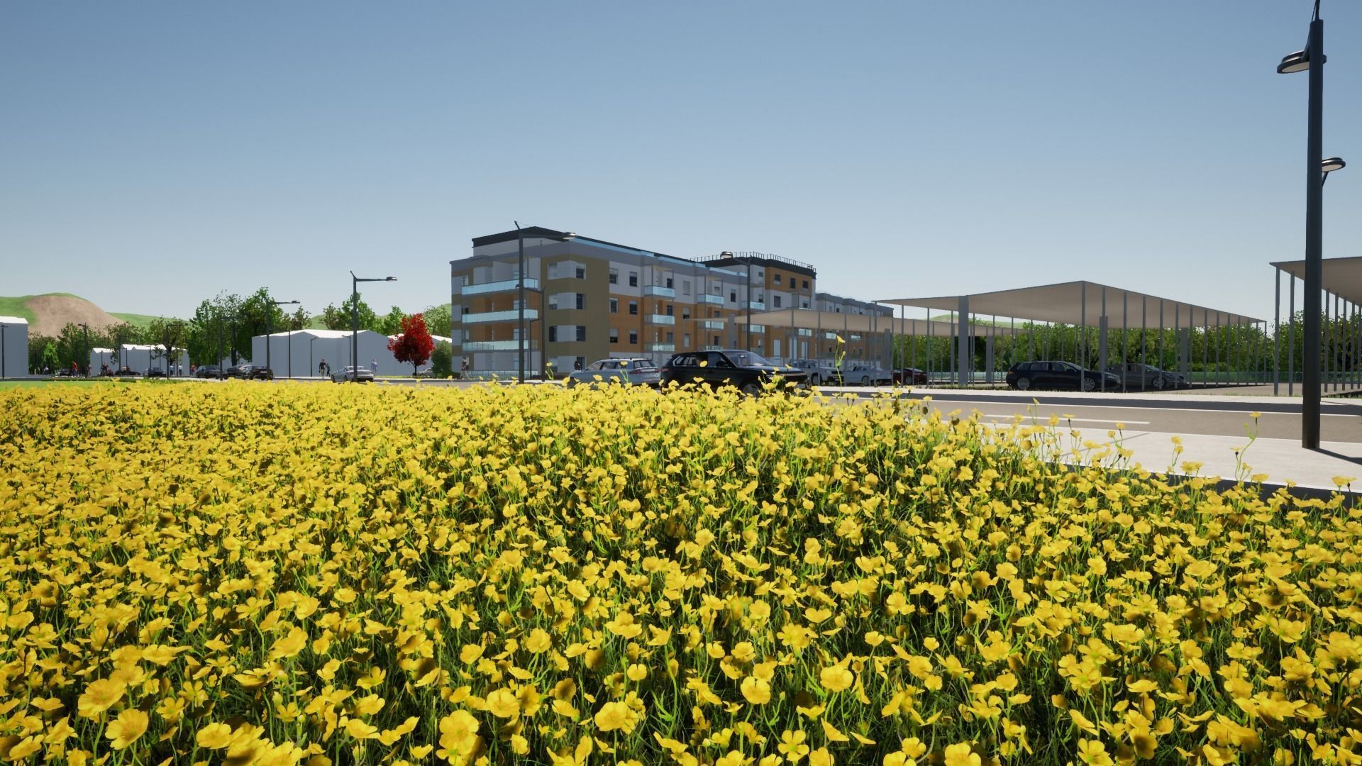 Condominium residential area near sea 3D model_1