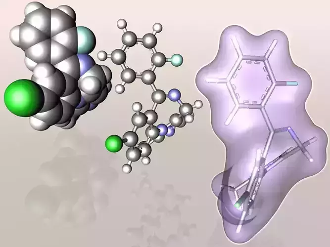 Midazolam molecule 3D model