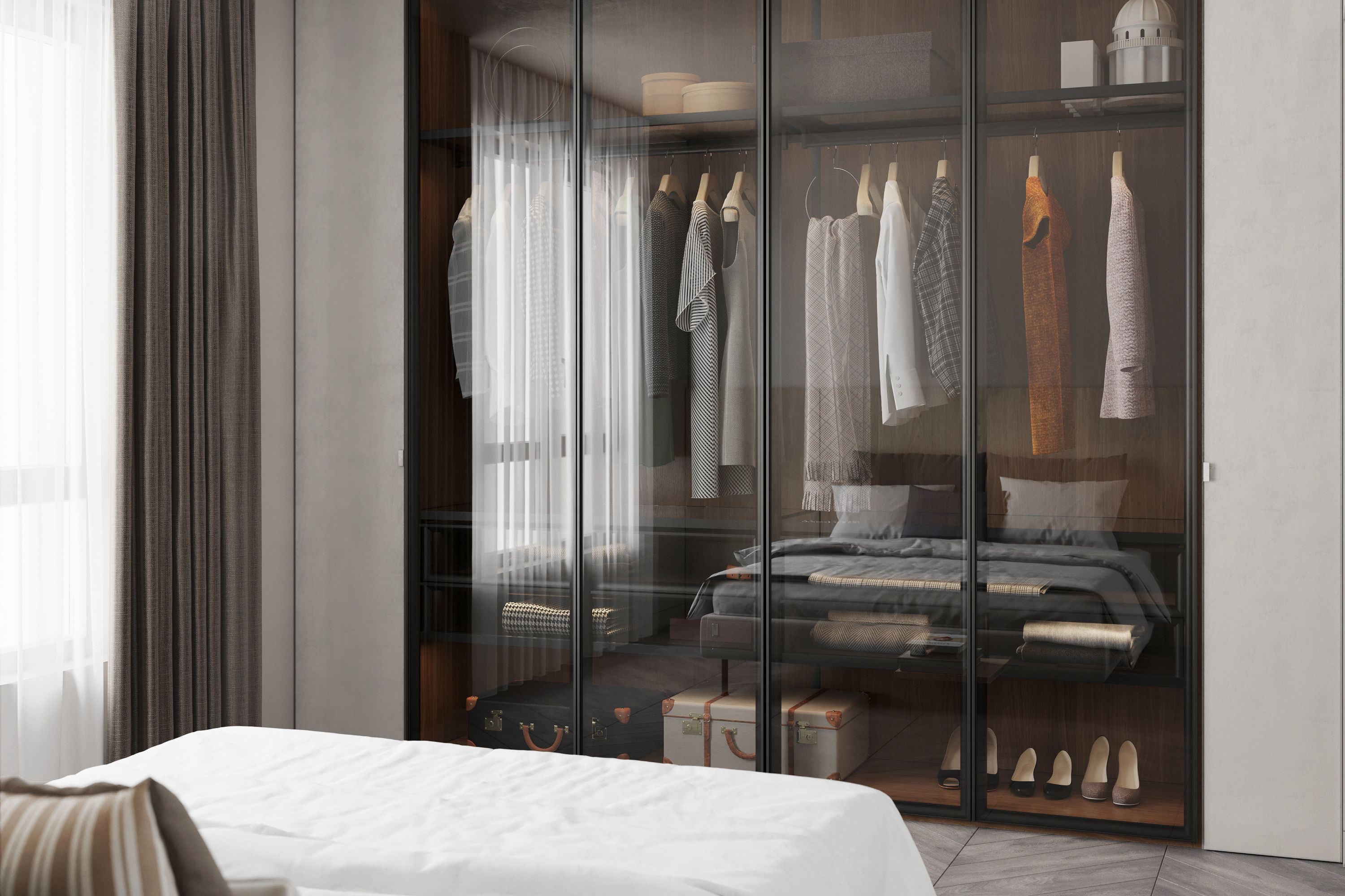 Minimalistic scandinavian bedroom 3D model_3