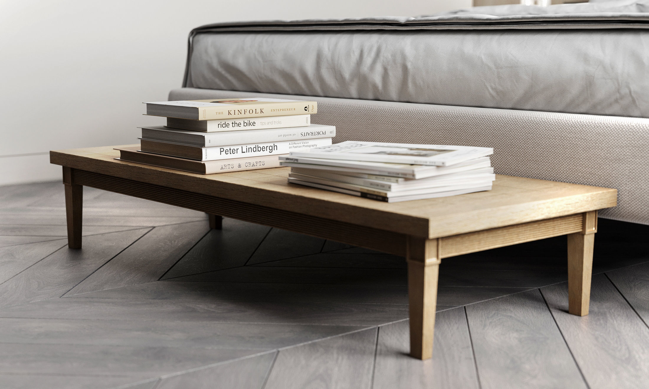 Minimalistic scandinavian bedroom 3D model_2