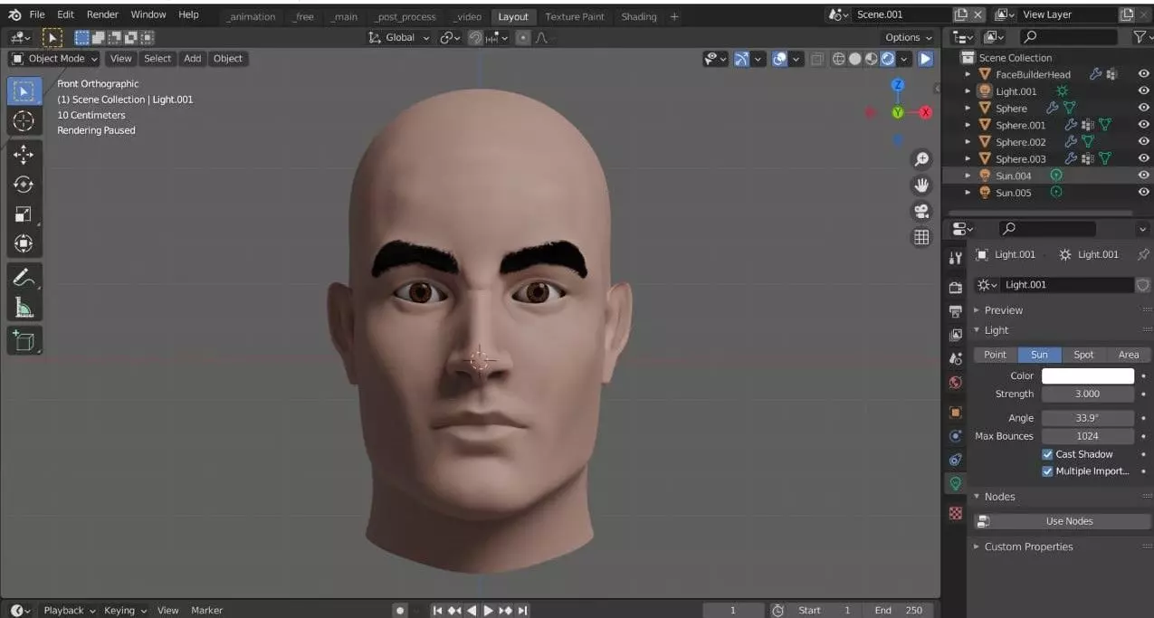 Character Head Low-poly 3D model_0