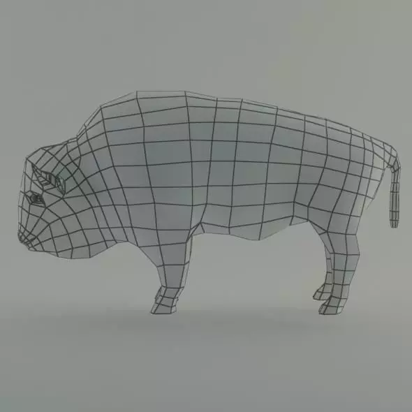 bison base mesh Low-poly 3D model_0