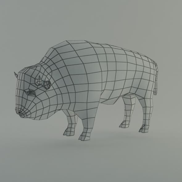 bison base mesh Low-poly 3D model_1