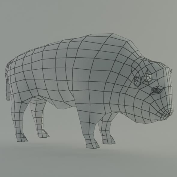 bison base mesh Low-poly 3D model_3