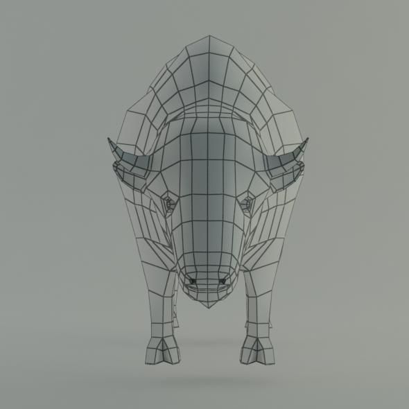 bison base mesh Low-poly 3D model_2