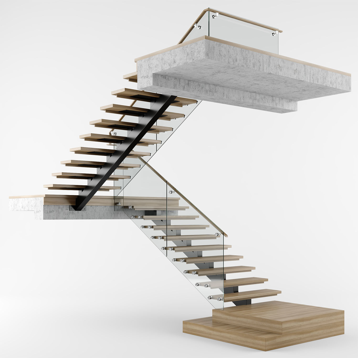 Modern interior stair 07 3D model_2