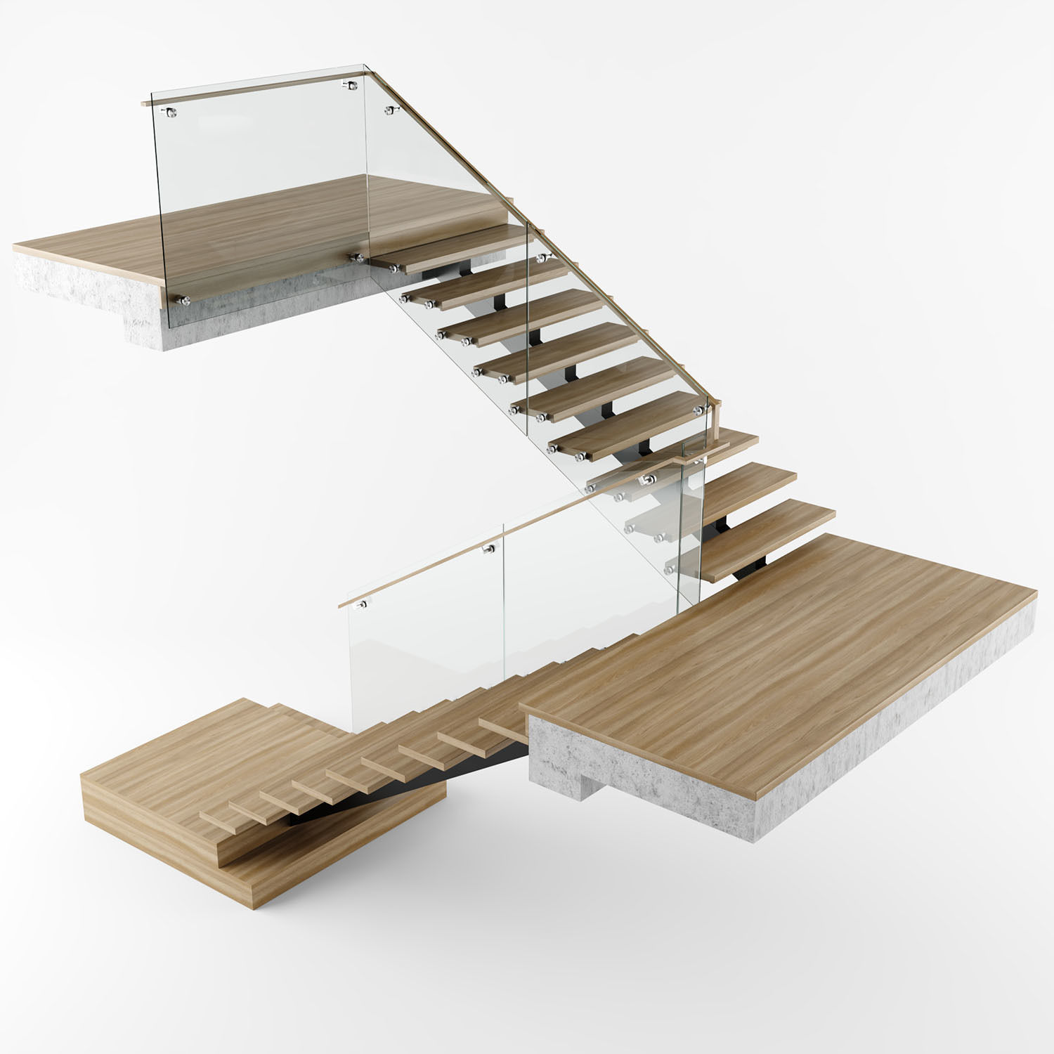 Modern interior stair 07 3D model_7