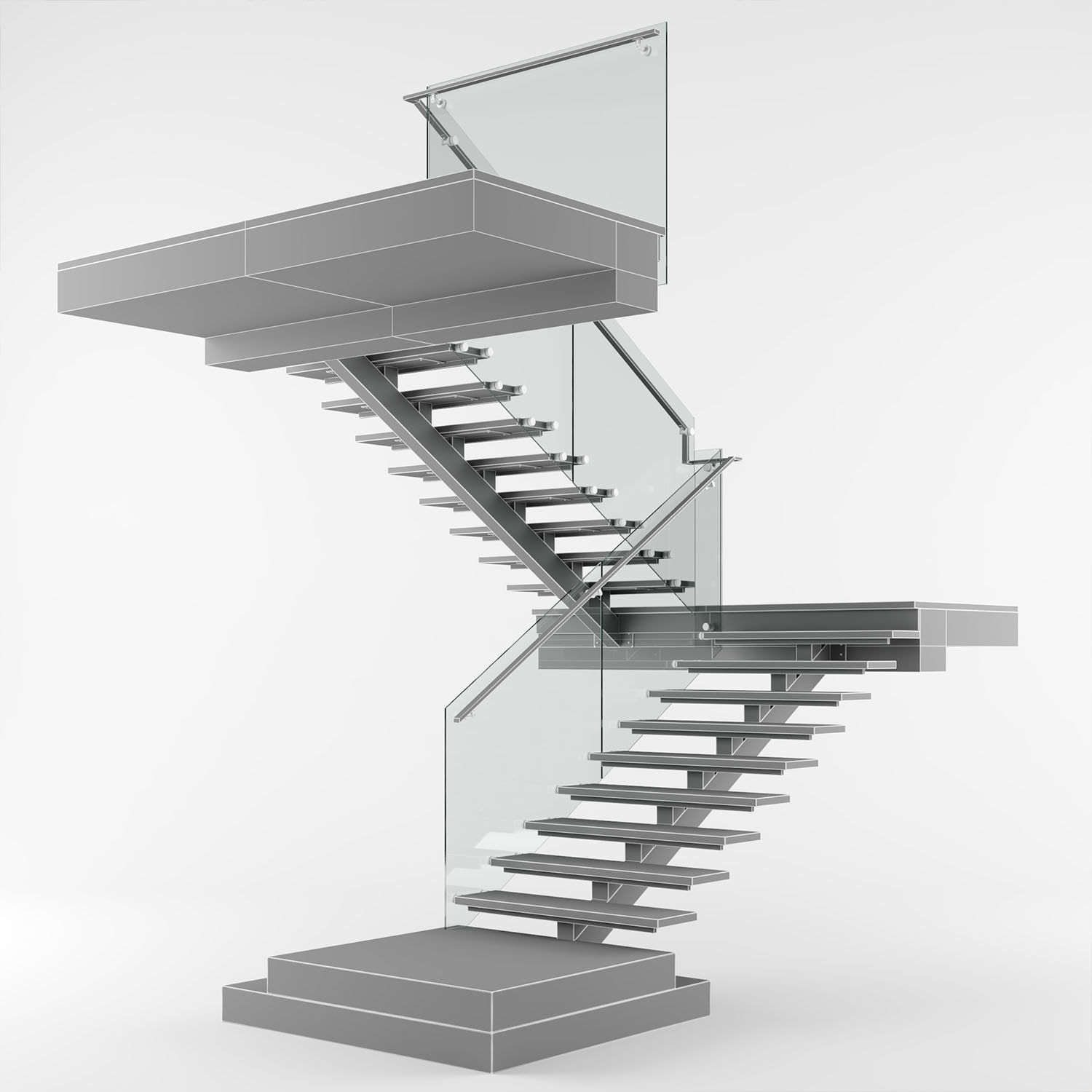 Modern interior stair 07 3D model_12