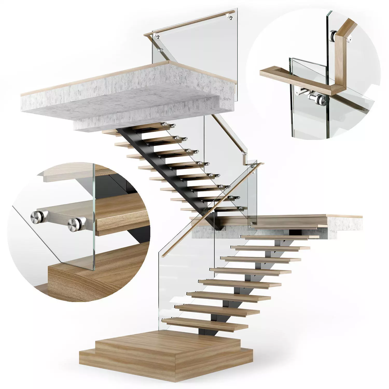Modern interior stair 07 3D model_0