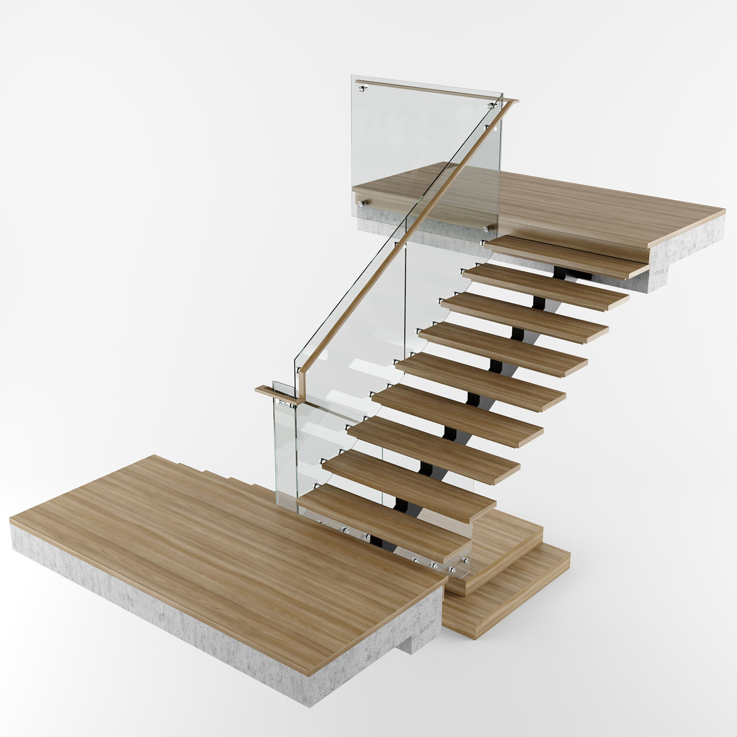 Modern interior stair 07 3D model_8