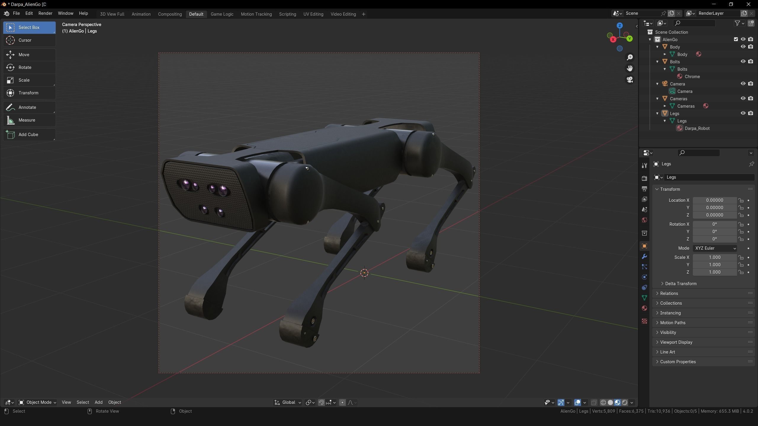 Alien-Go Robot Dog PBR Gameready Low-poly 3D model_26