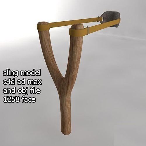 slingshot wooden shovel with handle Low-poly 3D model