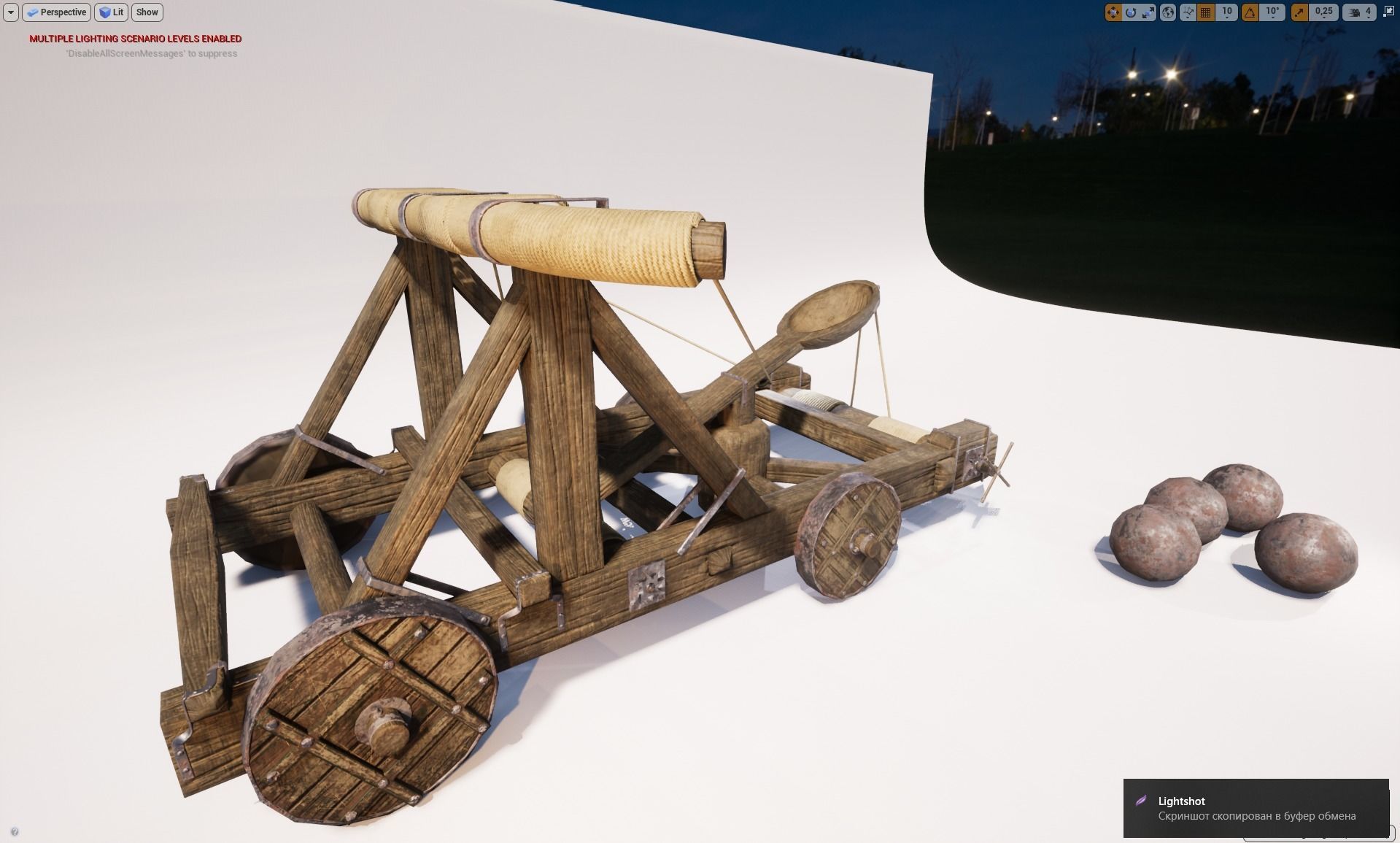 Medieval catapult Low-poly 3D model_11