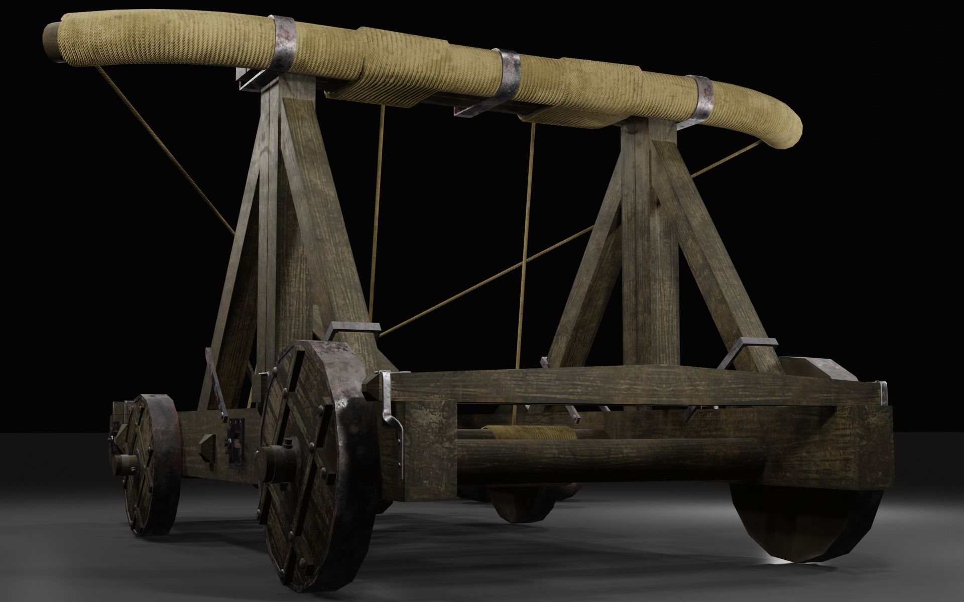 Medieval catapult Low-poly 3D model_8