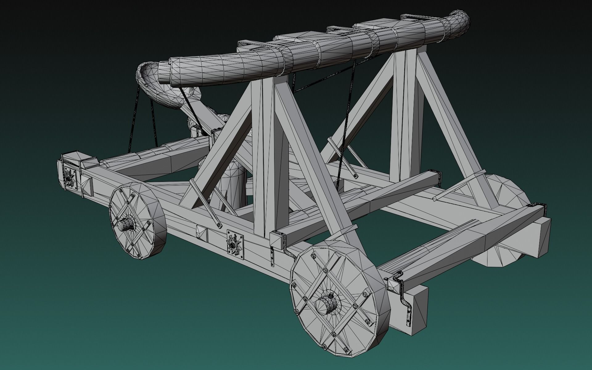 Medieval catapult Low-poly 3D model_12