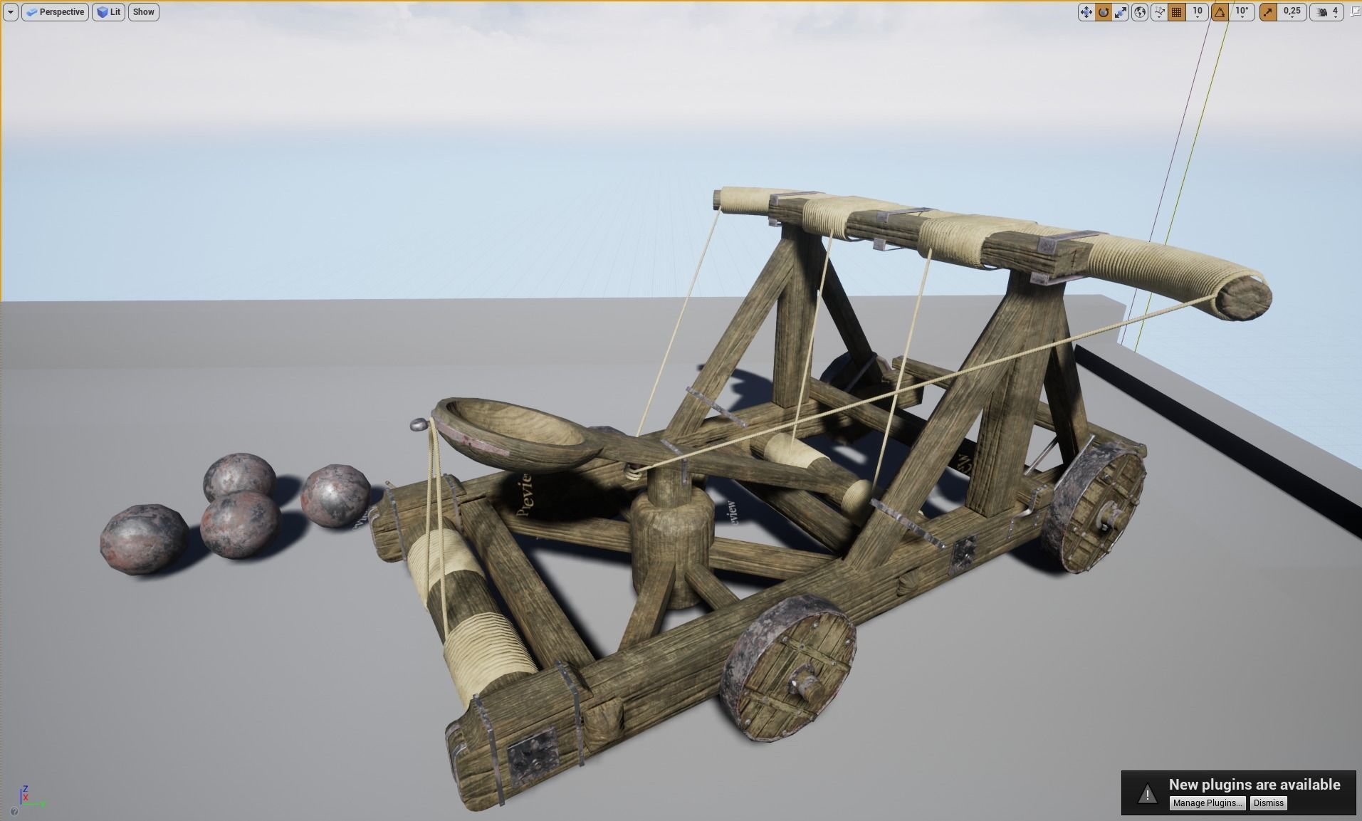 Medieval catapult Low-poly 3D model_9