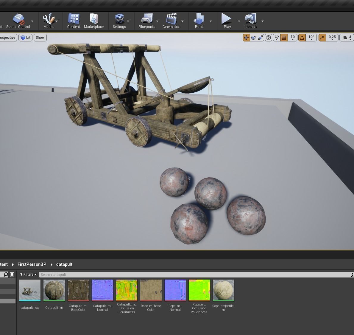 Medieval catapult Low-poly 3D model_10
