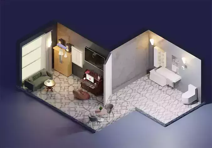 Two Room Assets 3D model