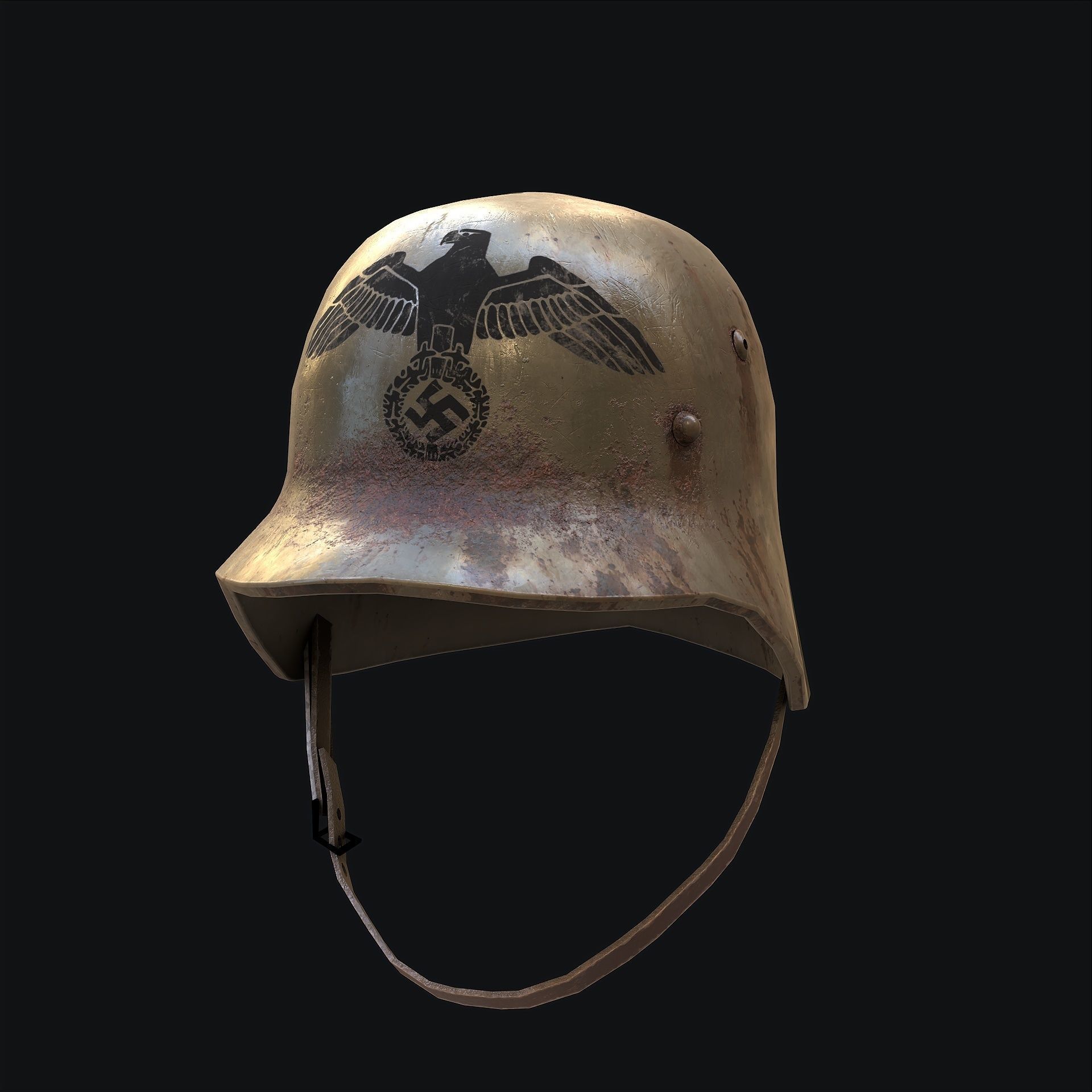 Rusty Nazi Helmet Low-poly 3D model_6