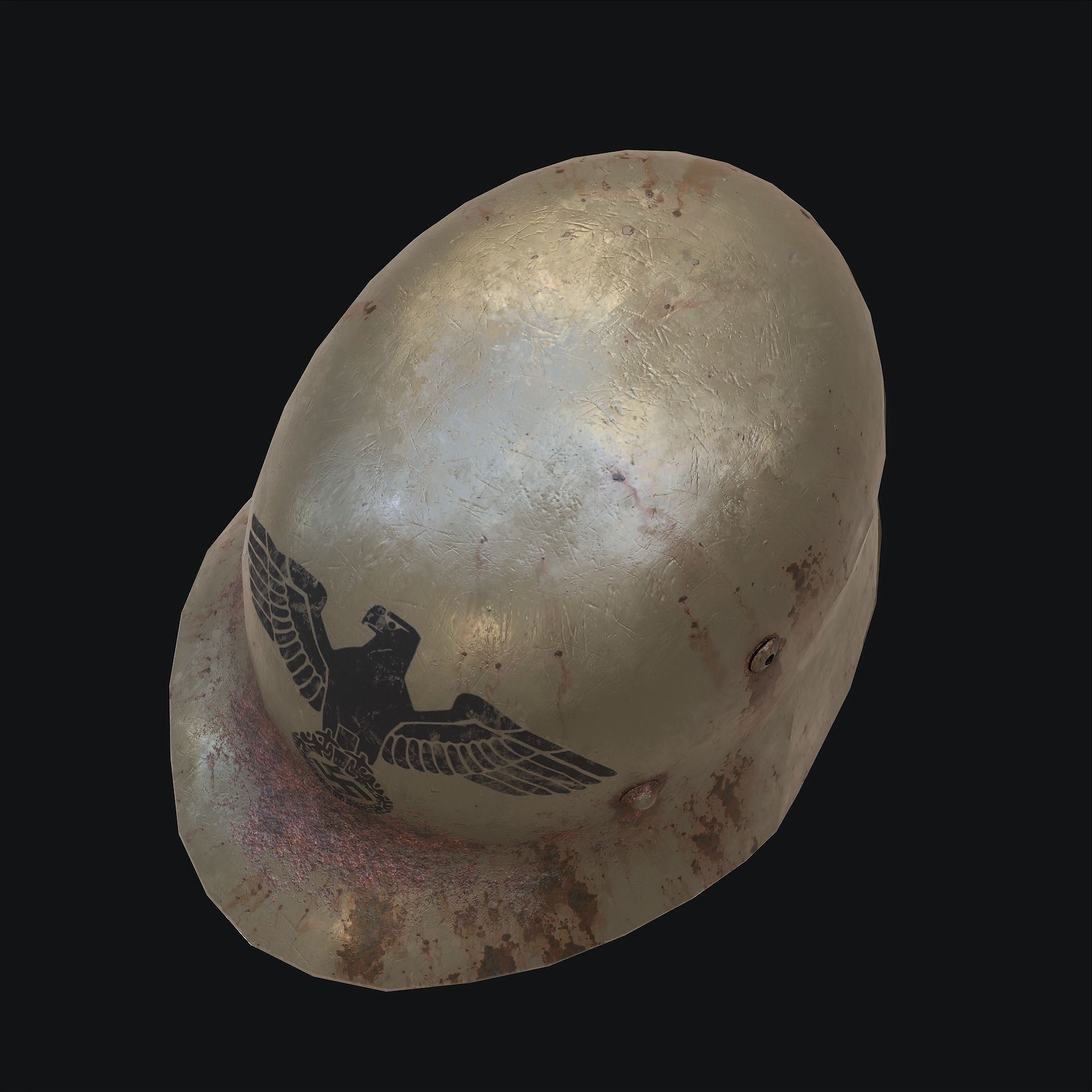Rusty Nazi Helmet Low-poly 3D model_5