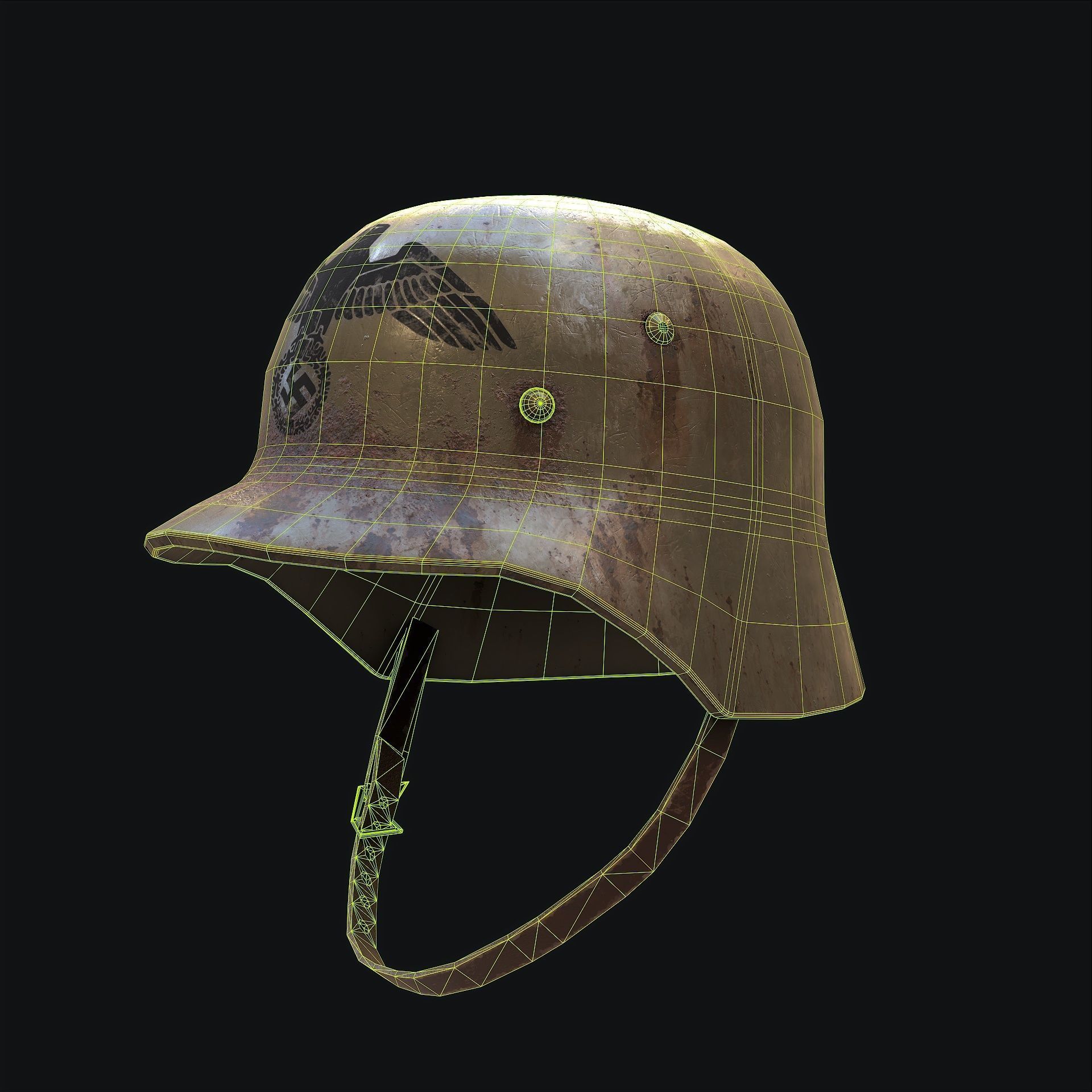 Rusty Nazi Helmet Low-poly 3D model_8