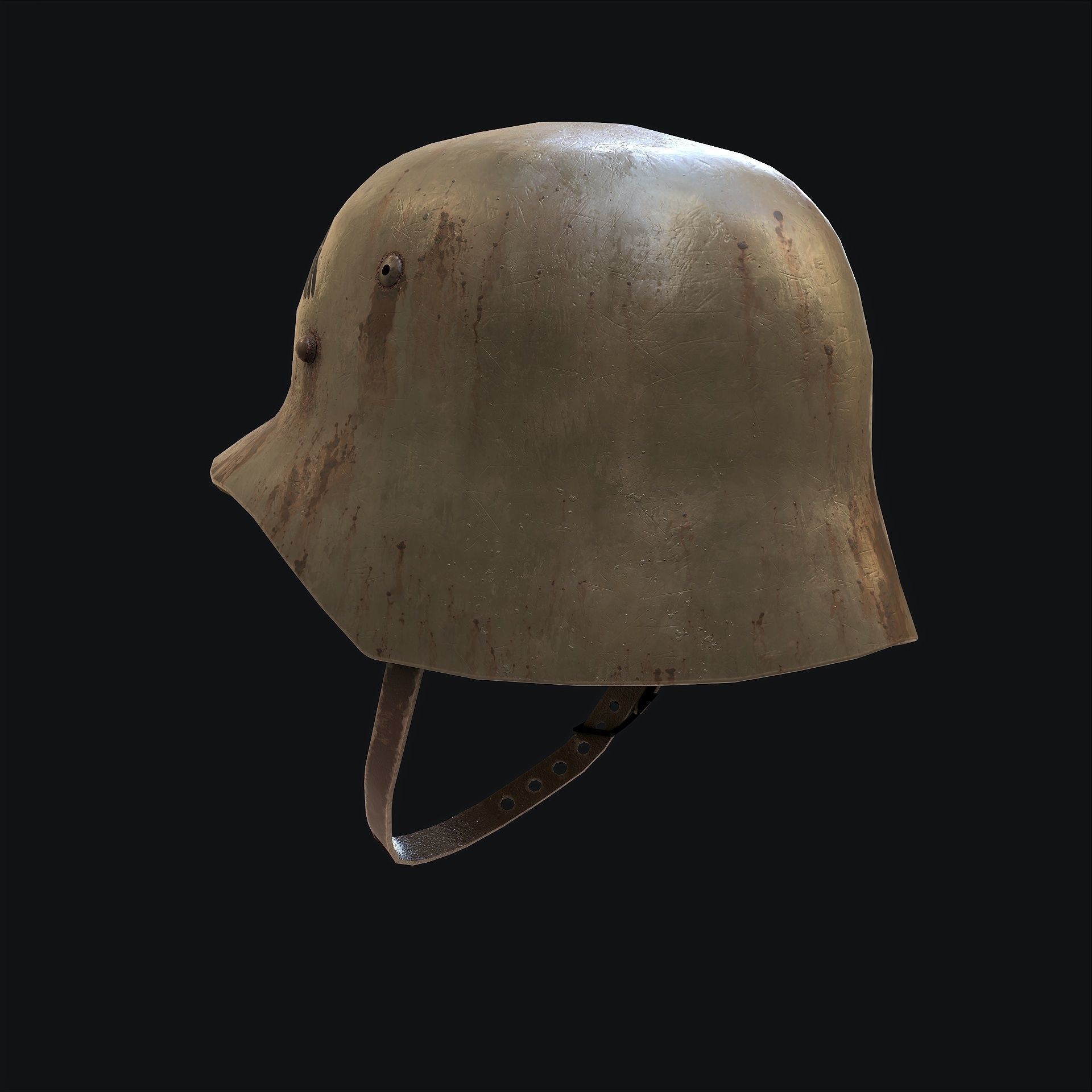 Rusty Nazi Helmet Low-poly 3D model_4