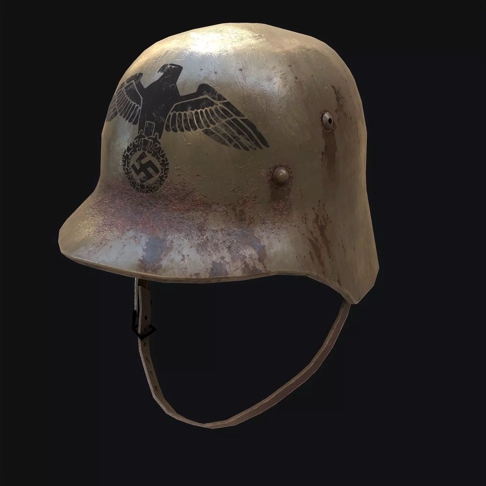Rusty Nazi Helmet Low-poly 3D model_0