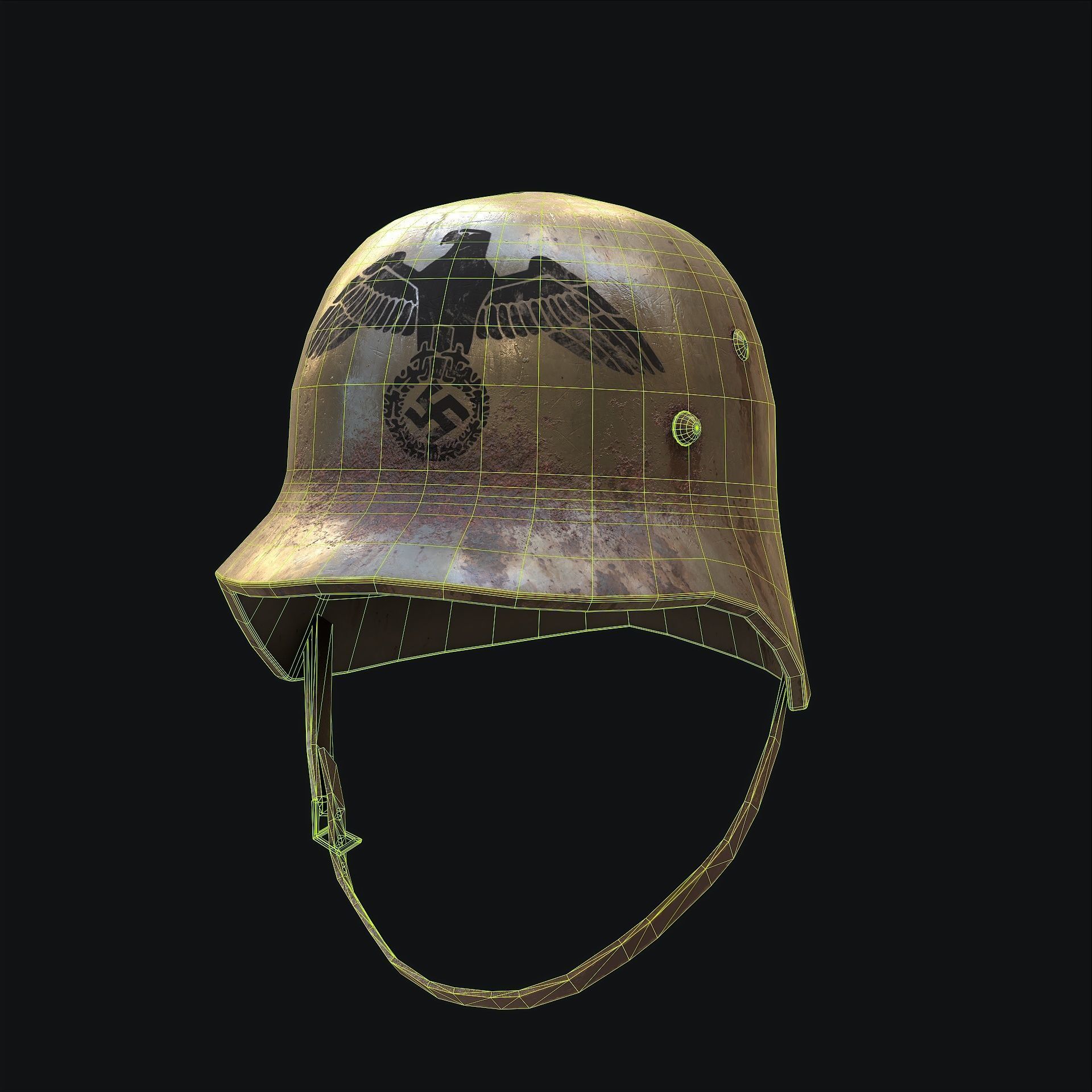 Rusty Nazi Helmet Low-poly 3D model_7