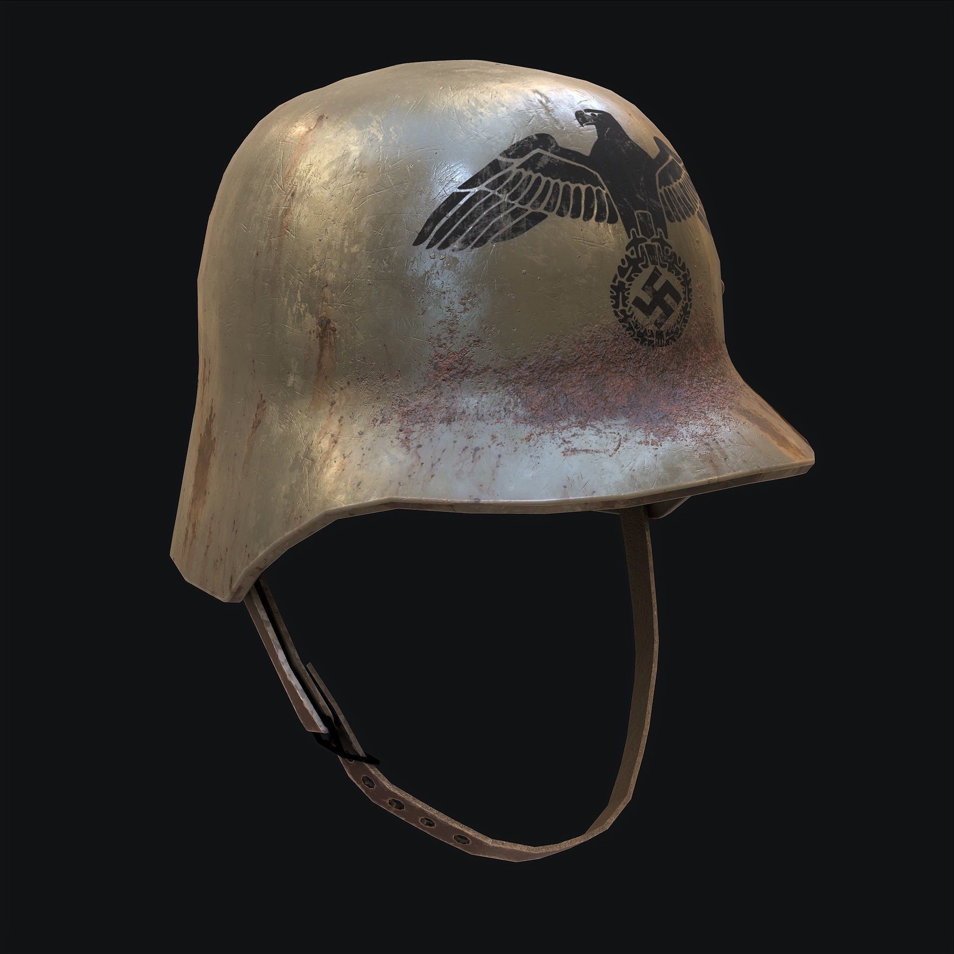 Rusty Nazi Helmet Low-poly 3D model_1