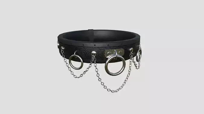 Choker Collar B01 Black Silver - Character Design Punk Gothic Low-poly 3D model