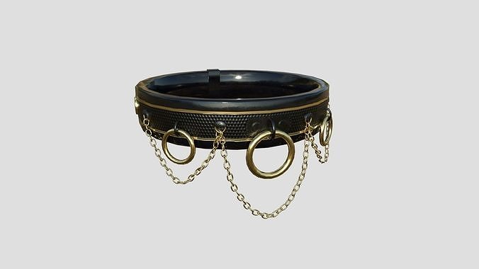 Choker Collar B02 Black Gold - Character Design Punk Gothic Low-poly 3D model