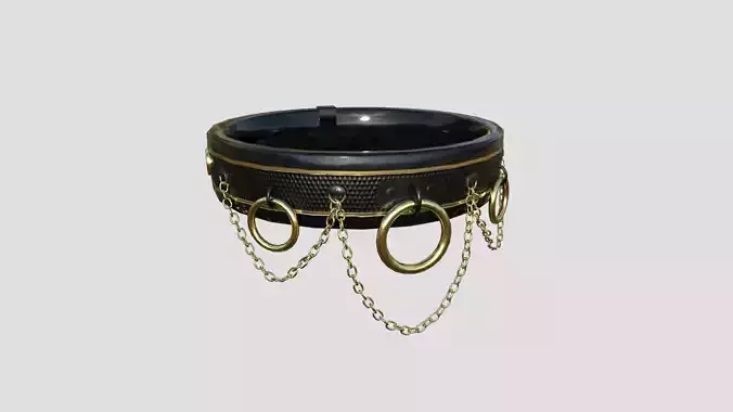 Choker Collar B02 Black Gold - Character Design Punk Gothic Low-poly 3D model
