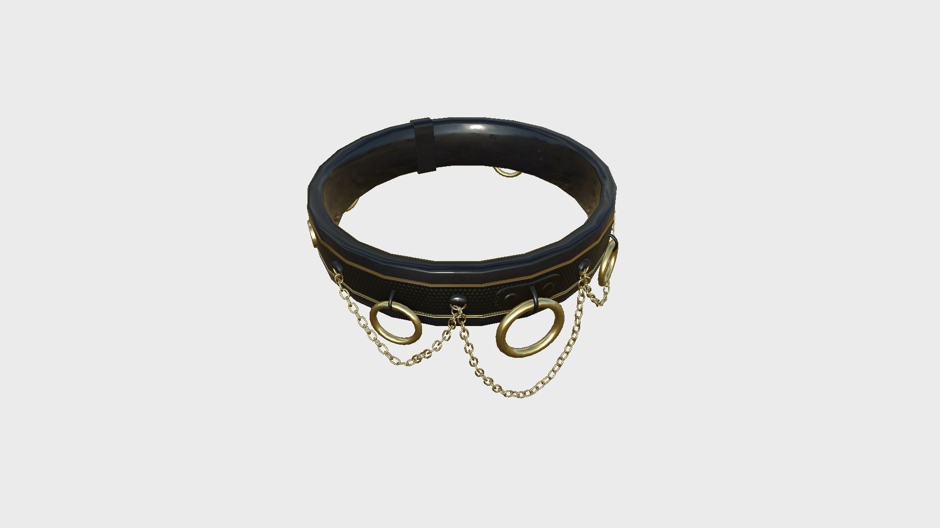 Choker Collar B02 Black Gold - Character Design Punk Gothic Low-poly 3D model_4