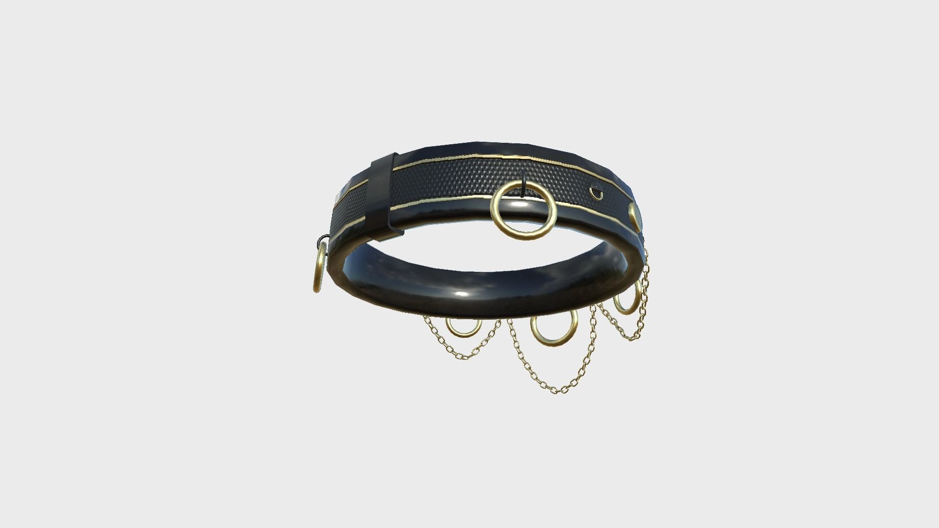 Choker Collar B02 Black Gold - Character Design Punk Gothic Low-poly 3D model_3