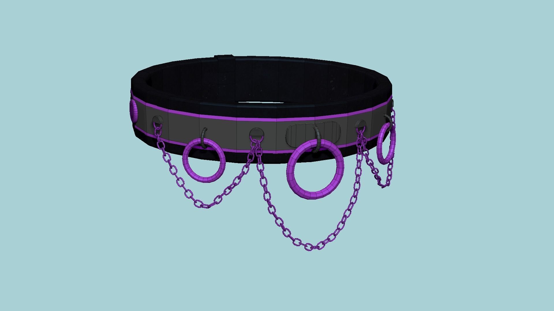 Choker Collar B03 Black Purple - Character Design Punk Gothic Low-poly 3D model_6