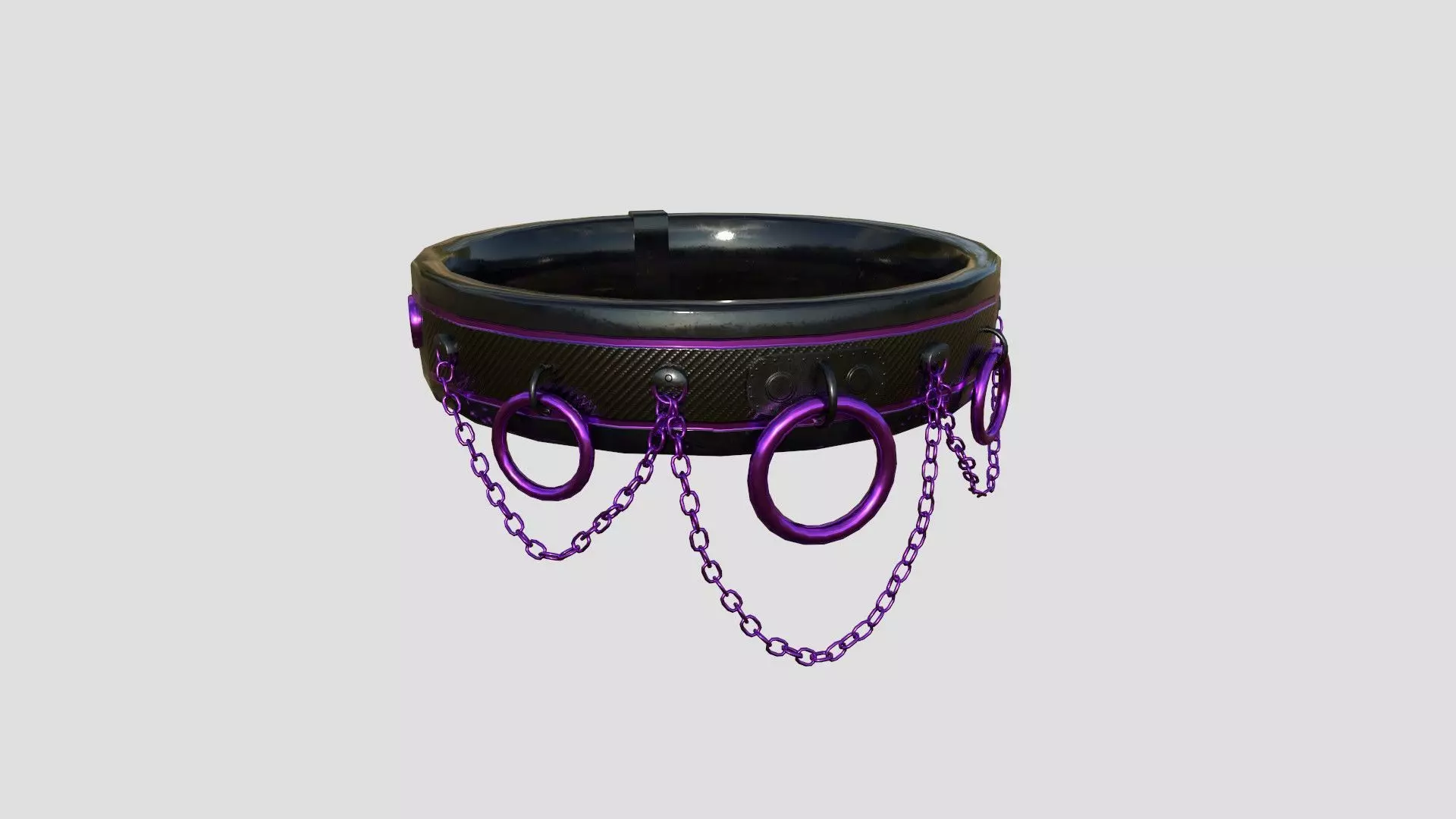 Choker Collar B03 Black Purple - Character Design Punk Gothic Low-poly 3D model_0