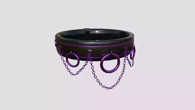 Choker Collar B03 Black Purple - Character Design Punk Gothic Low-poly 3D model