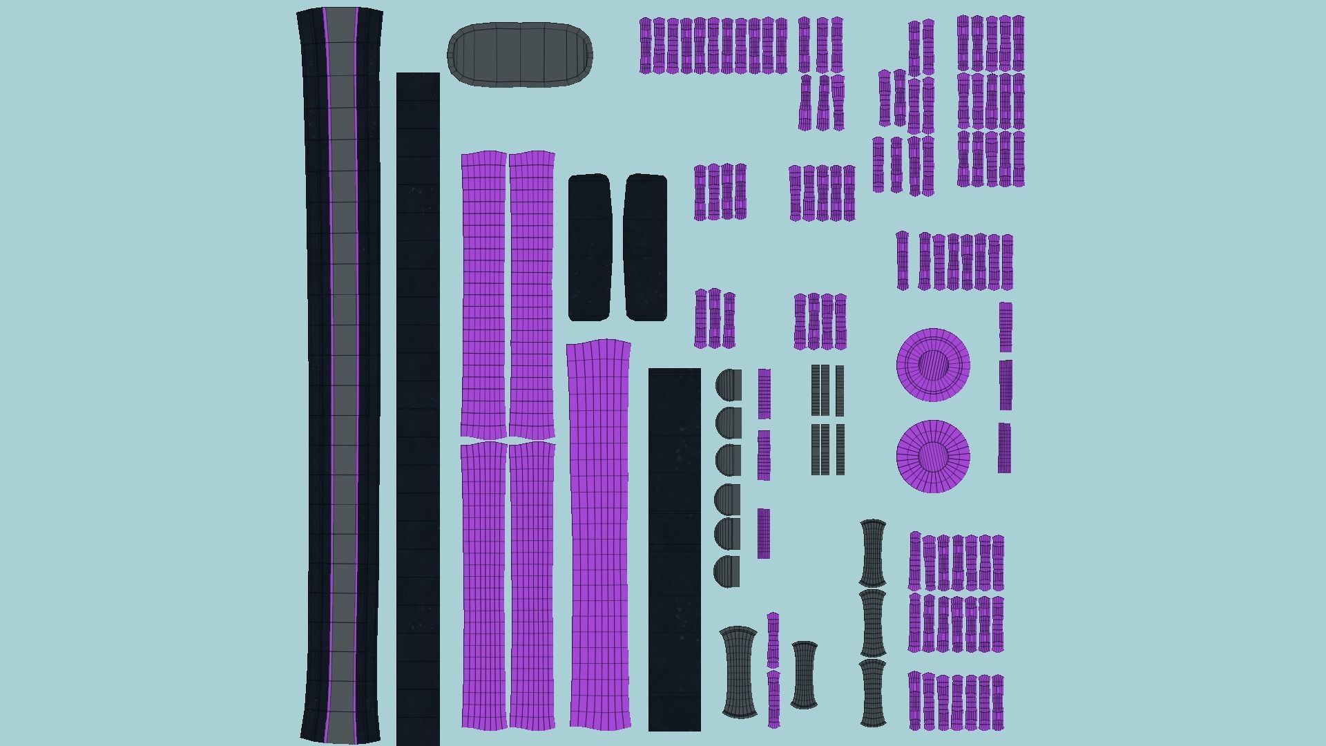 Choker Collar B03 Black Purple - Character Design Punk Gothic Low-poly 3D model_5