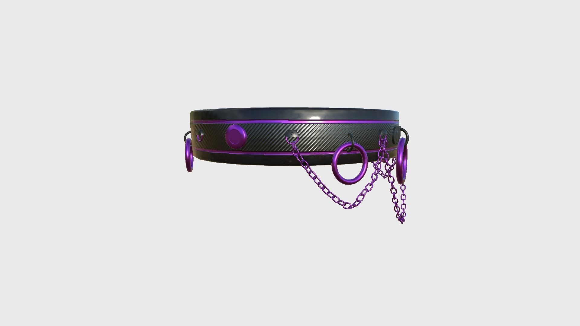 Choker Collar B03 Black Purple - Character Design Punk Gothic Low-poly 3D model_2