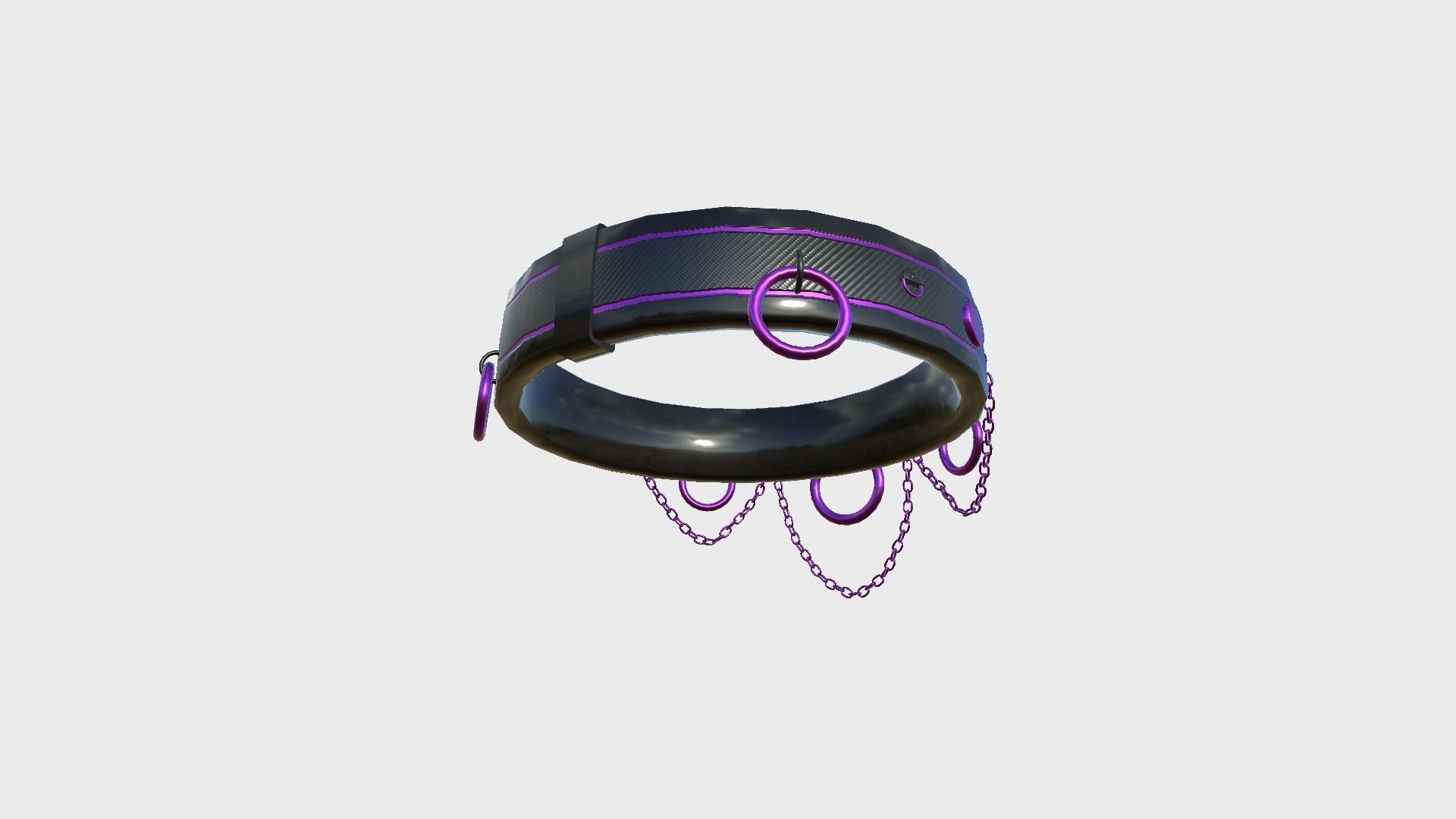 Choker Collar B03 Black Purple - Character Design Punk Gothic Low-poly 3D model_3