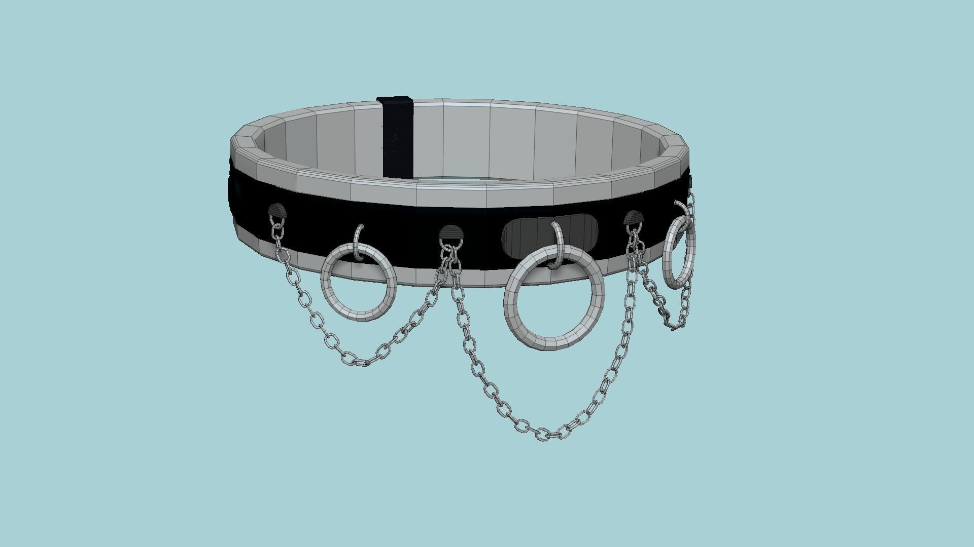 Choker Collar B04 Aluminum - Character Design Punk Gothic Low-poly 3D model_6