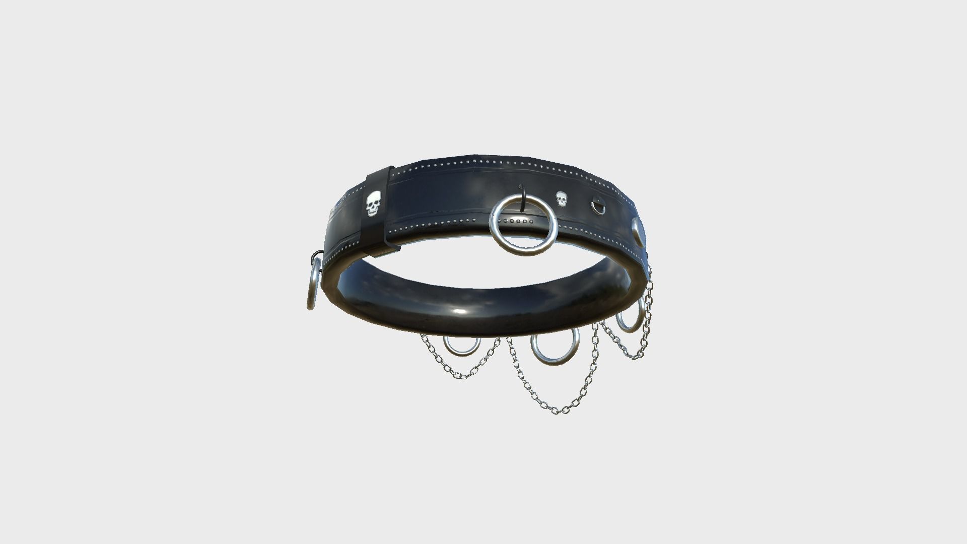 Choker Collar B05 Black Skull - Character Design Punk Gothic Low-poly 3D model_3