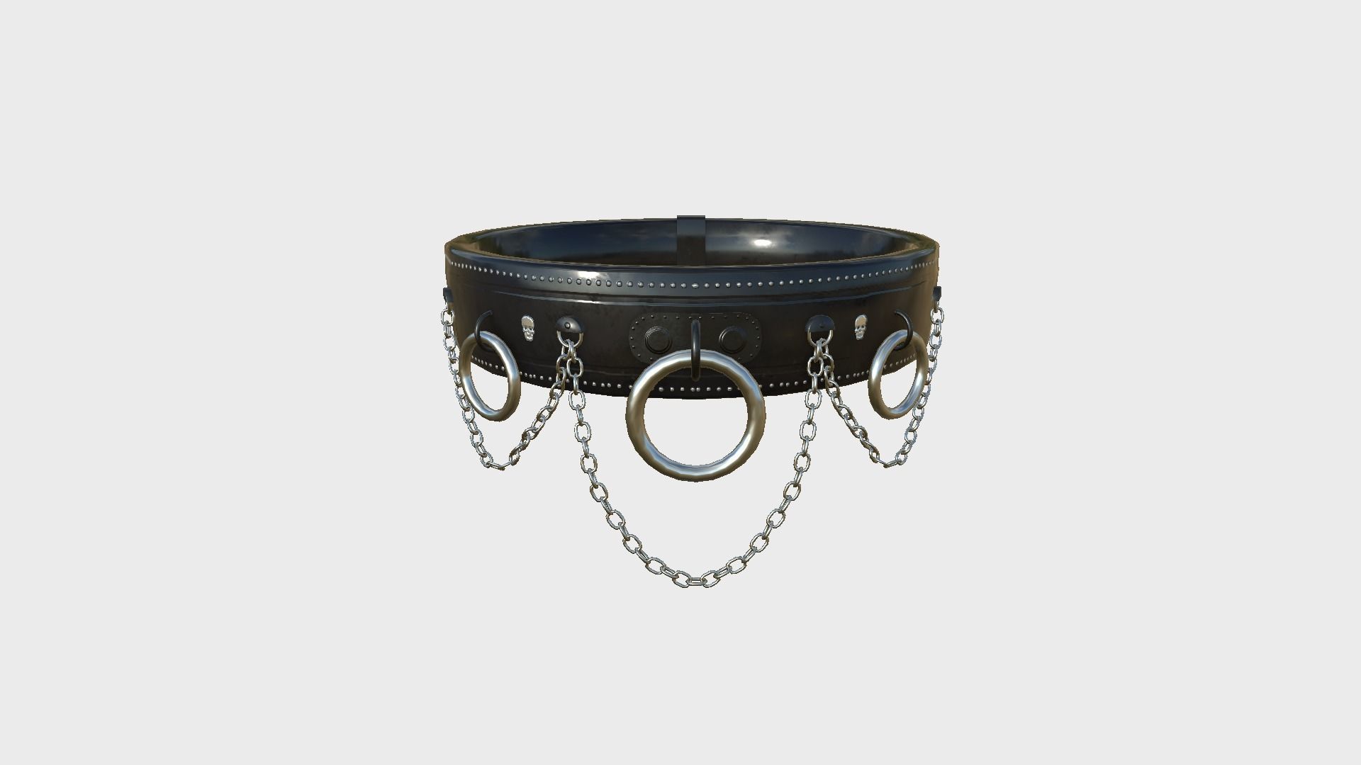 Choker Collar B05 Black Skull - Character Design Punk Gothic Low-poly 3D model_1