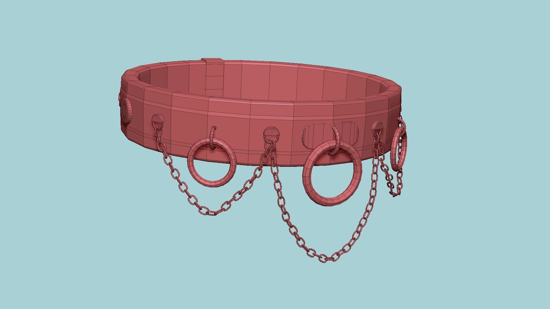 Choker Collar B05 Black Skull - Character Design Punk Gothic Low-poly 3D model_12