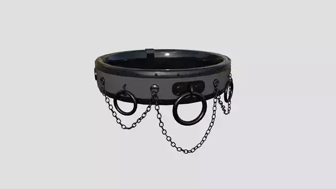 Choker Collar B06 Full Black - Character Design Punk Gothic Low-poly 3D model